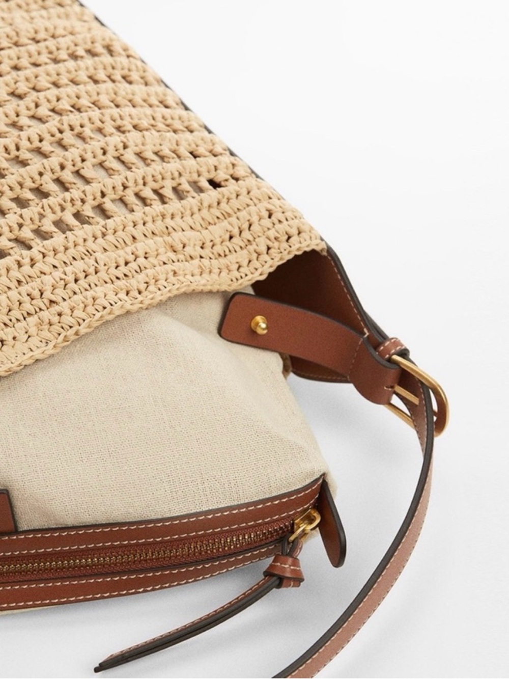 New nwot perfect Mango MNG Valeta Crocheted Raffia Bag - Picture 5 of 9